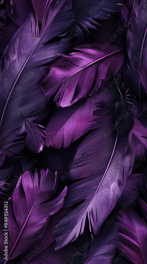 Fototapeta premium elegant purple feathers pattern wallpaper, dark theme