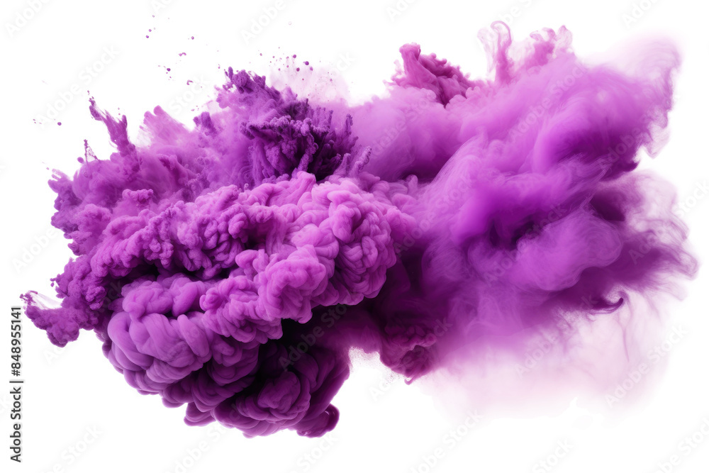 Fototapeta premium The Enchanted Dance of the Violet Mist on a Clear PNG or White Background.