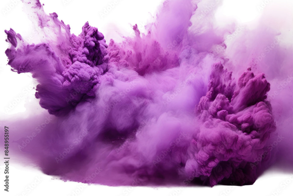 Fototapeta premium Ethereal Purple Mist Dance on a Clear PNG or White Background.
