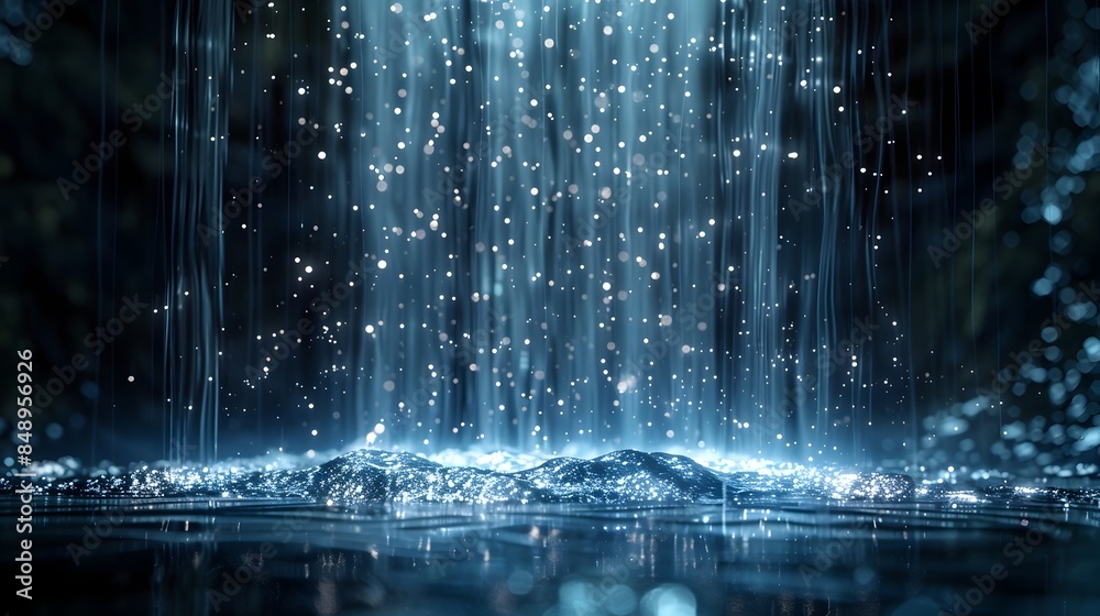 Digital Waterfall Cascading in a Cyber Dreamlike Virtual World Landscape Digital Waterfall Cascading in a Cyber Dreamlike Virtual World Landscape