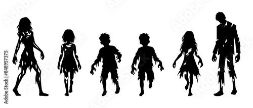 Witch, vampire, demon, creepy and spooky elements. Scary zombie Zombie family silhouette black filled vector Illustration icon.