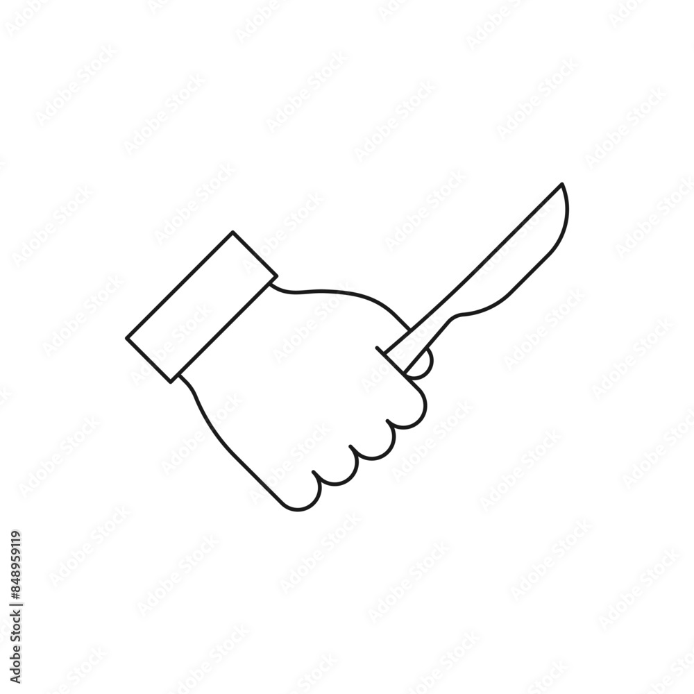 Hand holding knife icon flat style isolated on white background. Vector illustration Hand holding knife icon flat style isolated on white background. Vector illustration