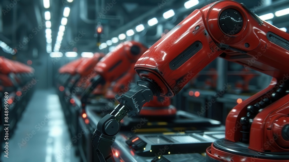 Industrial robotics advancements in a modern factory Industrial robotics advancements in a modern factory