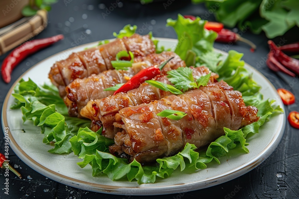 Bacon-Wrapped Appetizers with Fresh Greens Bacon-Wrapped Appetizers with Fresh Greens