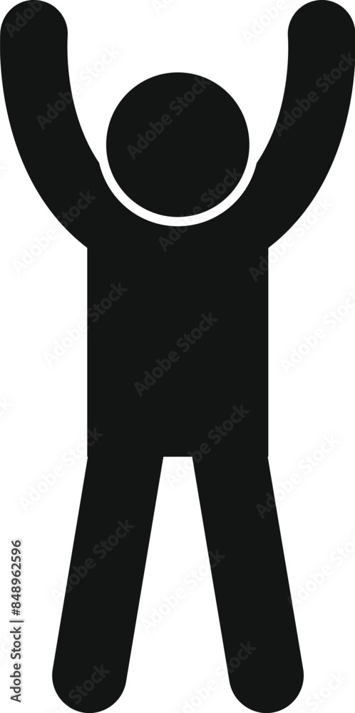 Black silhouette of a person raising arms in celebration Black silhouette of a person raising arms in celebration