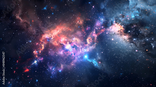 Beautiful colorful image of galaxy, nebula, stars and space. AI Generated