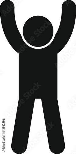Black silhouette of a person raising arms in celebration