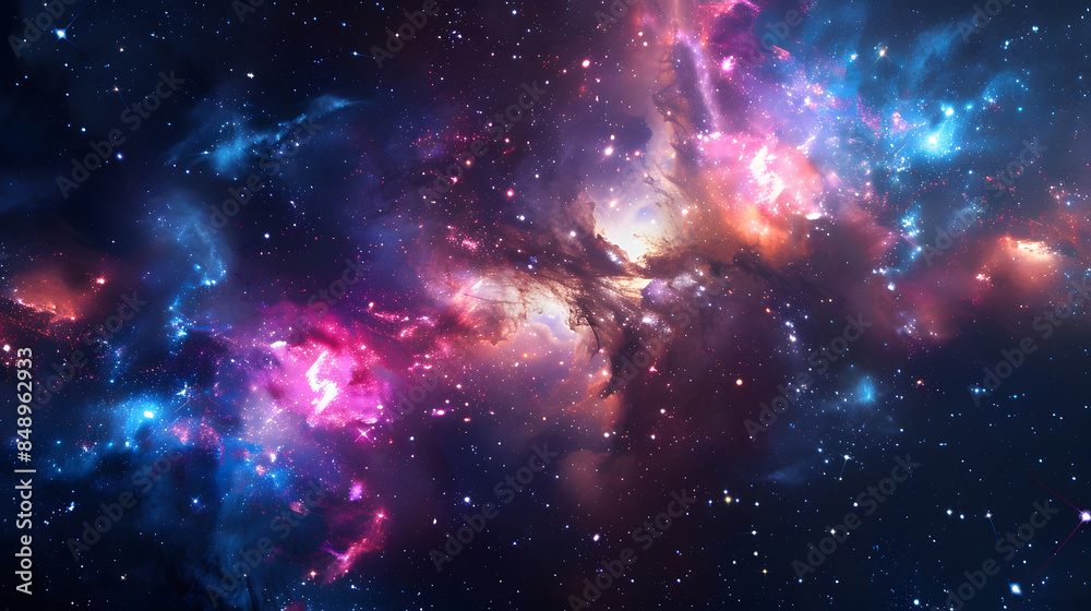 Beautiful colorful image of galaxy, nebula, stars and space. AI Generated Beautiful colorful image of galaxy, nebula, stars and space. AI Generated