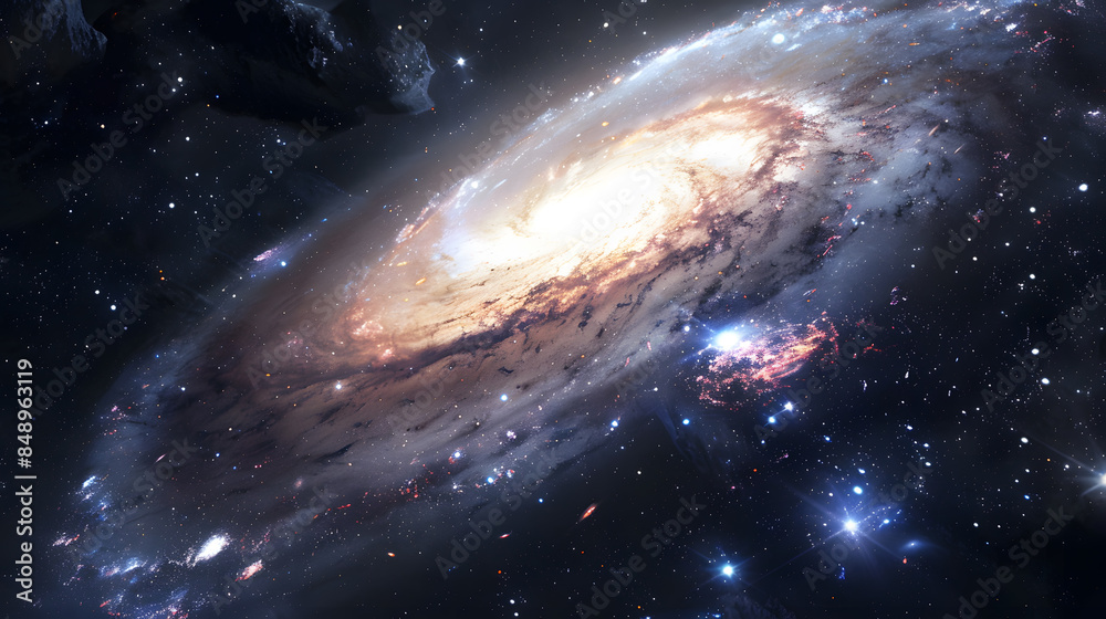Beautiful colorful image of galaxy, nebula, stars and space. AI Generated Beautiful colorful image of galaxy, nebula, stars and space. AI Generated