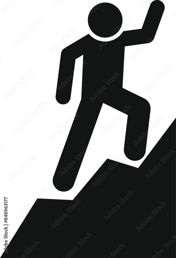 Black silhouette of a stick figure climbing a rising bar graph depicting career success Black silhouette of a stick figure climbing a rising bar graph depicting career success