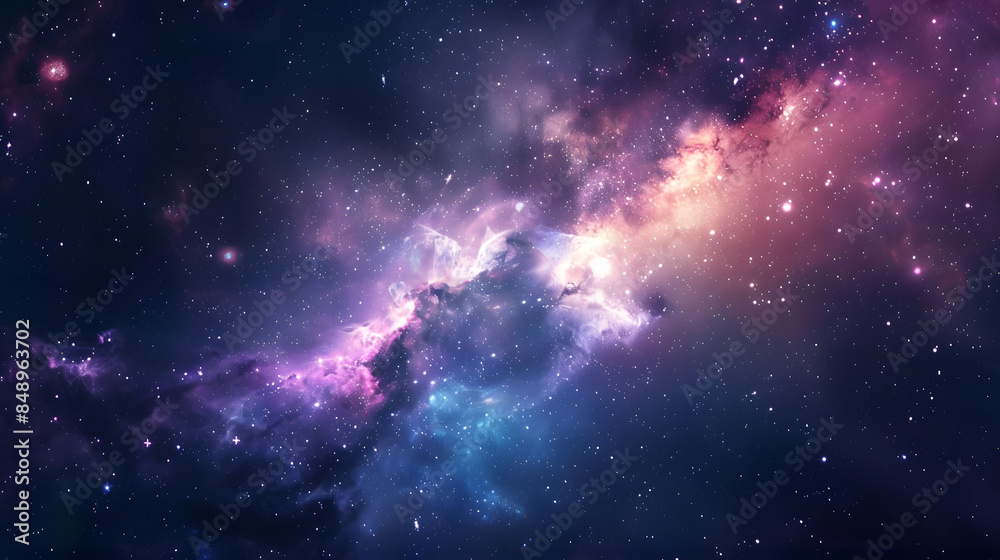 Fototapeta premium Beautiful colorful image of galaxy, nebula, stars and space. AI Generated