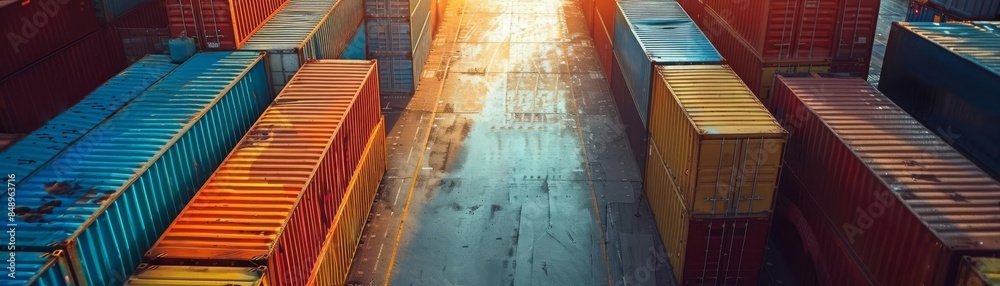Fototapeta premium Importexport operations captured through focused logistics paper