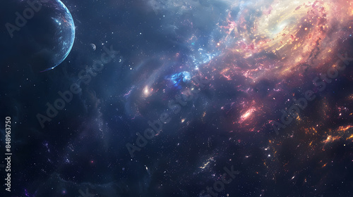 Beautiful colorful image of galaxy, nebula, stars and space. AI Generated