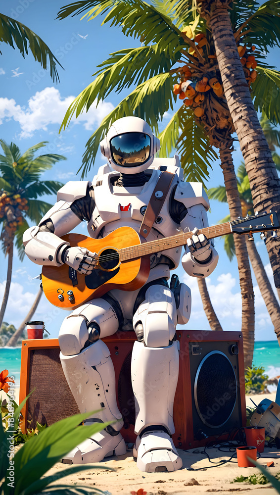 Futuristic robot playing guitar Futuristic robot playing guitar