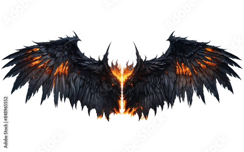 photorealistic burning demon wings
