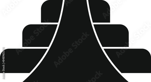 Black silhouette of a mayan pyramid with stairs leading to the top