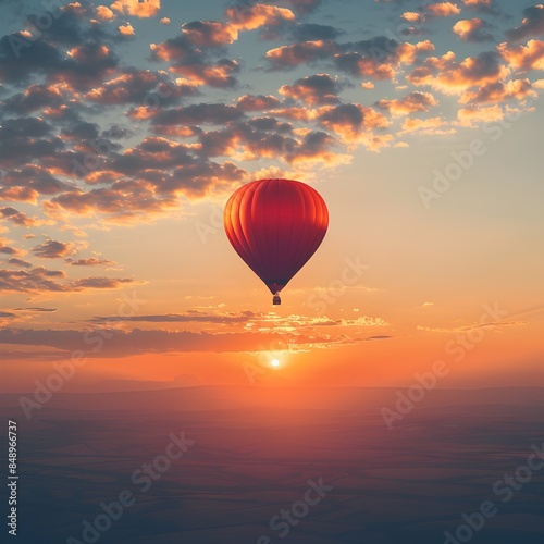 Hot Air Balloon Soaring at Sunrise Embracing the Energy of New Beginnings © Thares2020