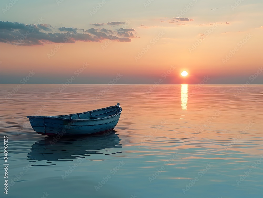 A Small Boat Setting Sail at Dawn Embracing the Energy of New Beginnings A Small Boat Setting Sail at Dawn Embracing the Energy of New Beginnings
