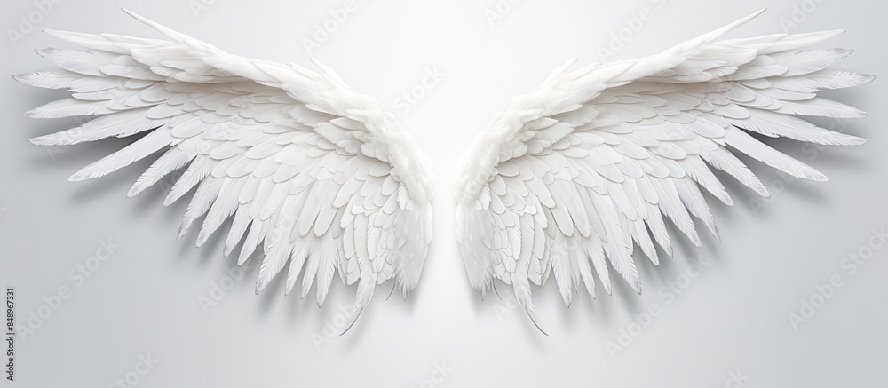Obraz premium Isolated white angel wing with copy space image