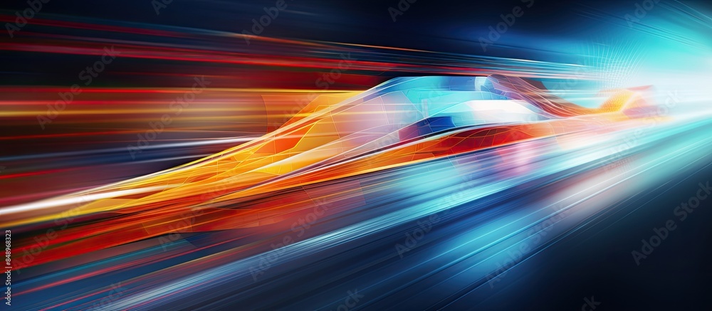 Abstract high speed technology concept displayed in cloud computing scene with motion blur featuring copy space image Abstract high speed technology concept displayed in cloud computing scene with motion blur featuring copy space image