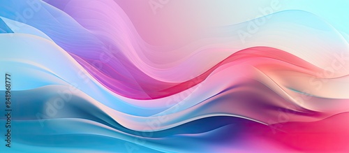 Colorful pastel waves create a holographic neon background with a psychedelic abstract look and a smooth color gradient suitable for a copy space image
