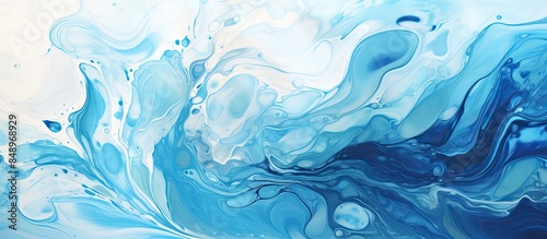 An abstract digital art design featuring a digitally manipulated water surface with Ebru ornament and geometric elements ideal as a poster print for home and office interiors with copy space image
