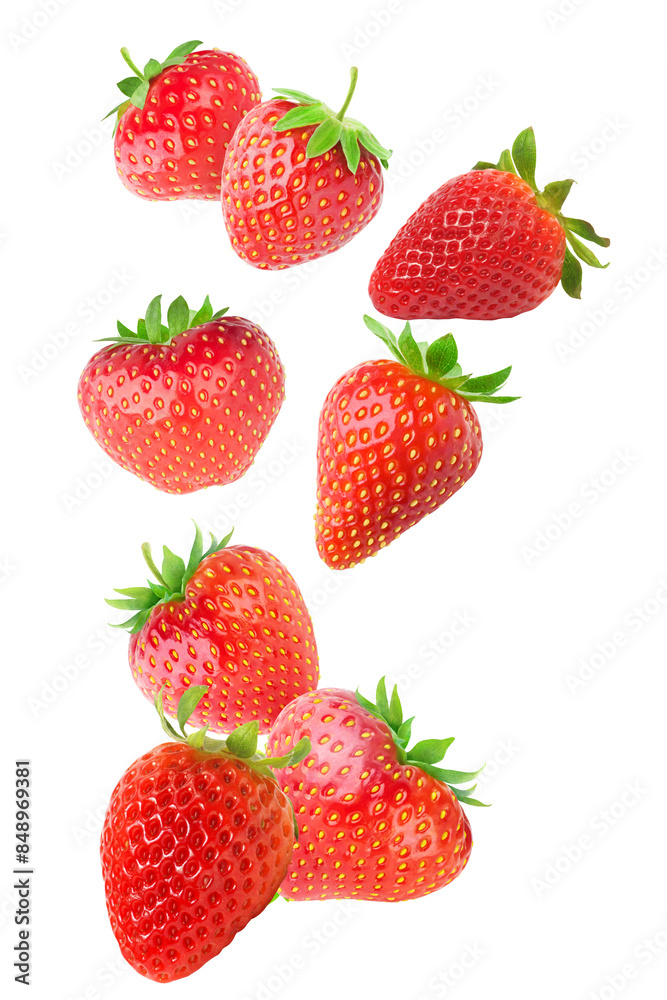 Falling Strawberries on transparent background Falling Strawberries on transparent background
