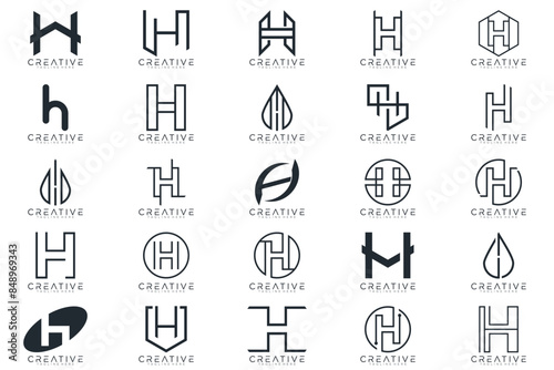 Mega logo collection, Abstract letter H logo design. icons for business