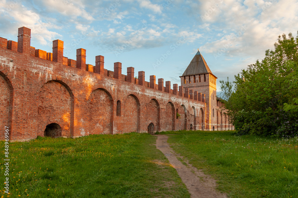 Fortress wall and watchtower of the Smolensk Kremlin, Russia