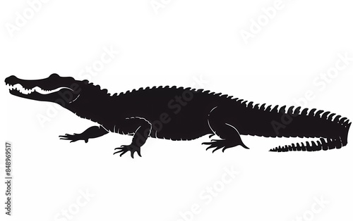 vector illustration of crocodile silhouette on white background 