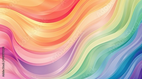 A colorful rainbow with a wave pattern. The colors are bright and vibrant, creating a sense of joy and happiness. The wave pattern adds a dynamic and energetic feel to the image, making it feel lively