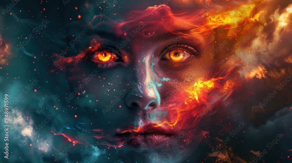 A woman face with eye close up
