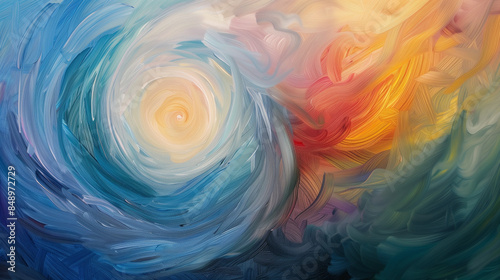 colorful abstract vortex blending warm and cool tones in a mesmerizing pattern