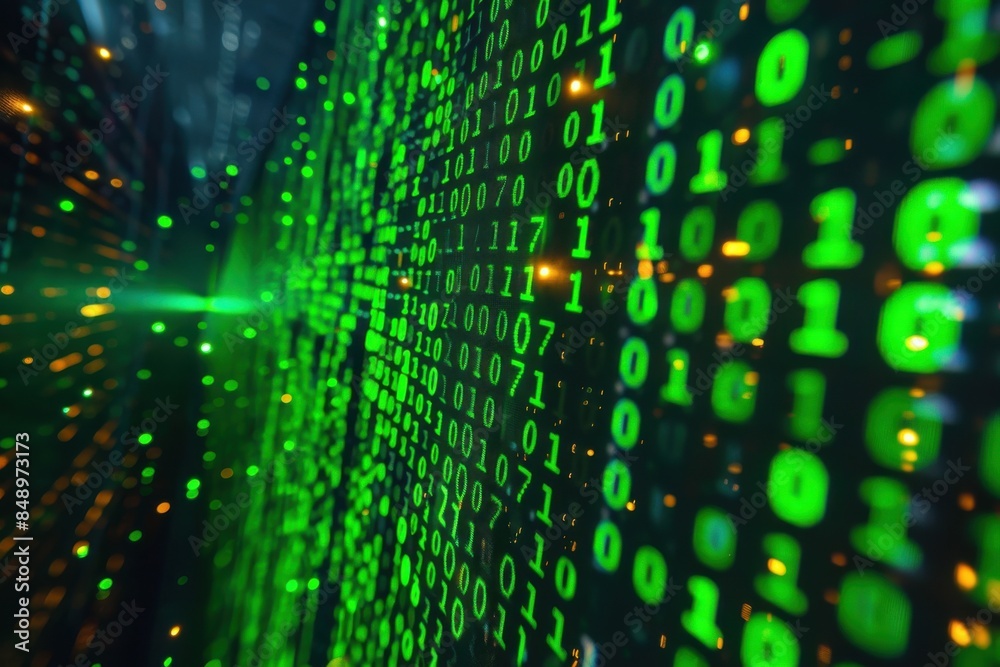 Digital binary coding on network. Futuristic technology background concept Digital binary coding on network. Futuristic technology background concept