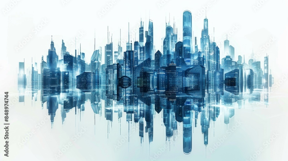 Obraz premium digital image of futuristic city on white background