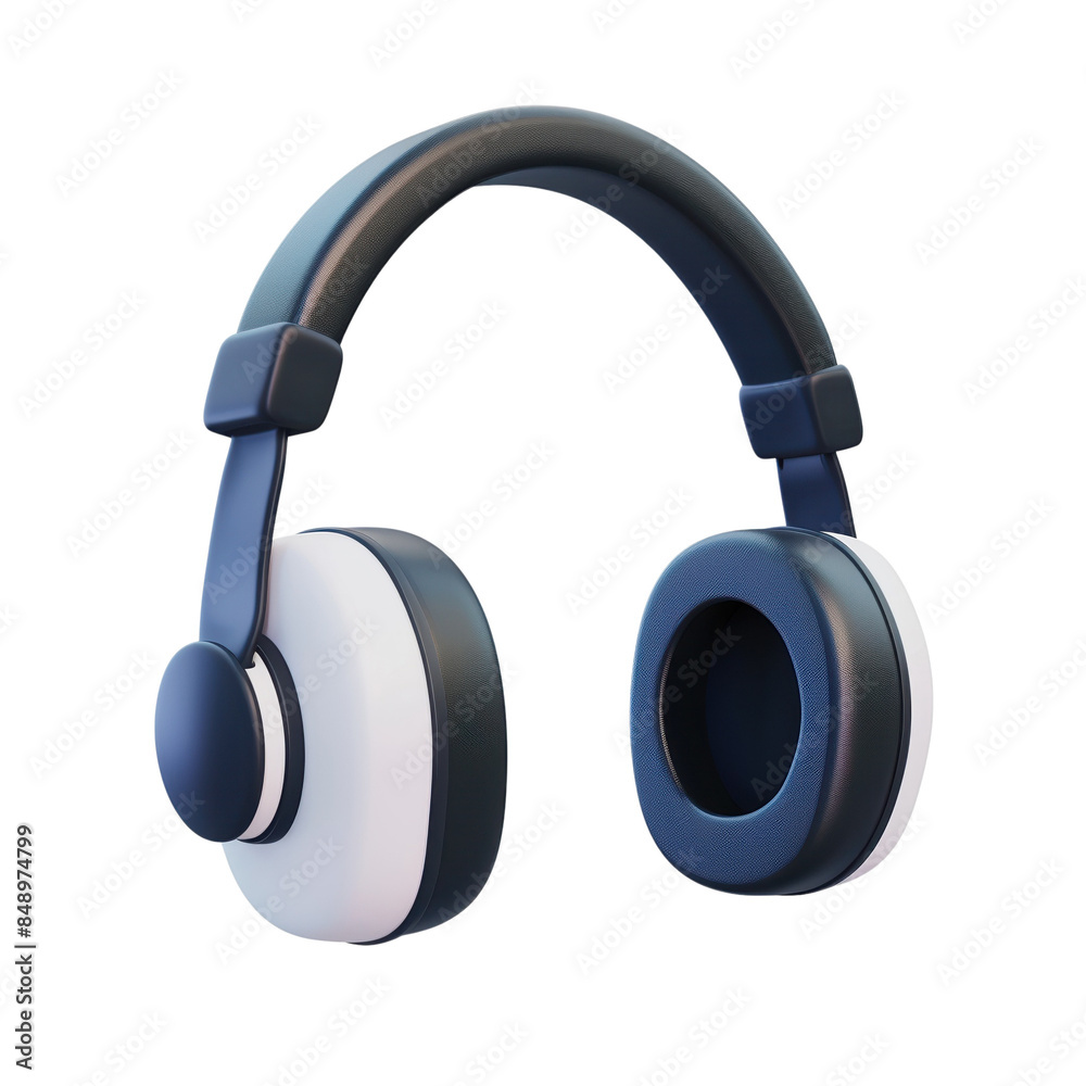 Modern black and white over-ear headphones isolated on white background. High-quality audio device for music lovers and gamers. Modern black and white over-ear headphones isolated on white background. High-quality audio device for music lovers and gamers.