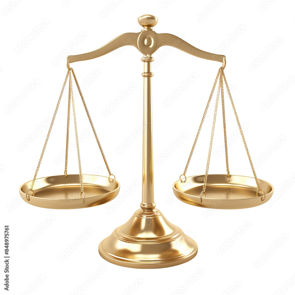 Golden justice scales represent balance and fairness, ideal for legal, law, or justice concepts. Symmetrical with detailed gold plating. Golden justice scales represent balance and fairness, ideal for legal, law, or justice concepts. Symmetrical with detailed gold plating.