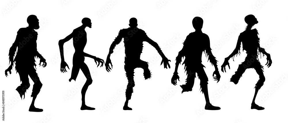 Scary zombie without one leg silhouette black filled vector Illustration icon Scary zombie without one leg silhouette black filled vector Illustration icon