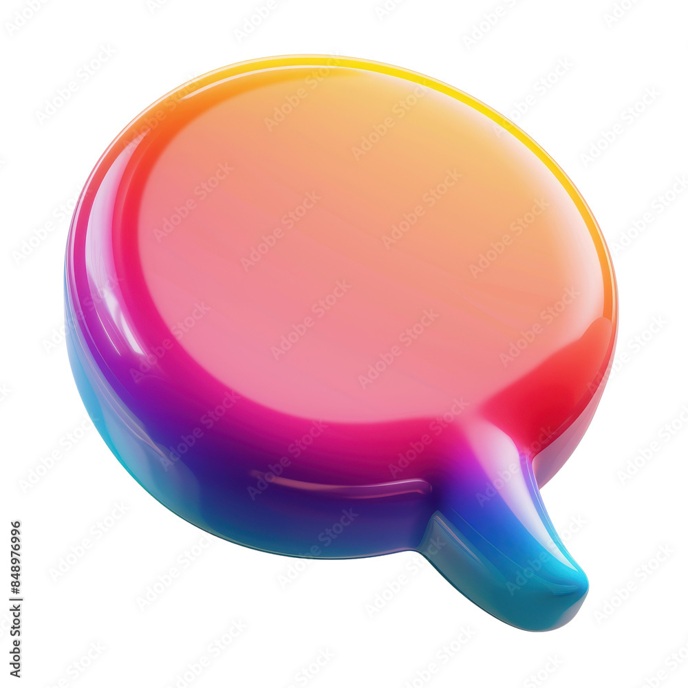 Colorful 3D speech bubble icon isolated on white background with gradient hues. Ideal for social media, communication, and branding concepts. Colorful 3D speech bubble icon isolated on white background with gradient hues. Ideal for social media, communication, and branding concepts.