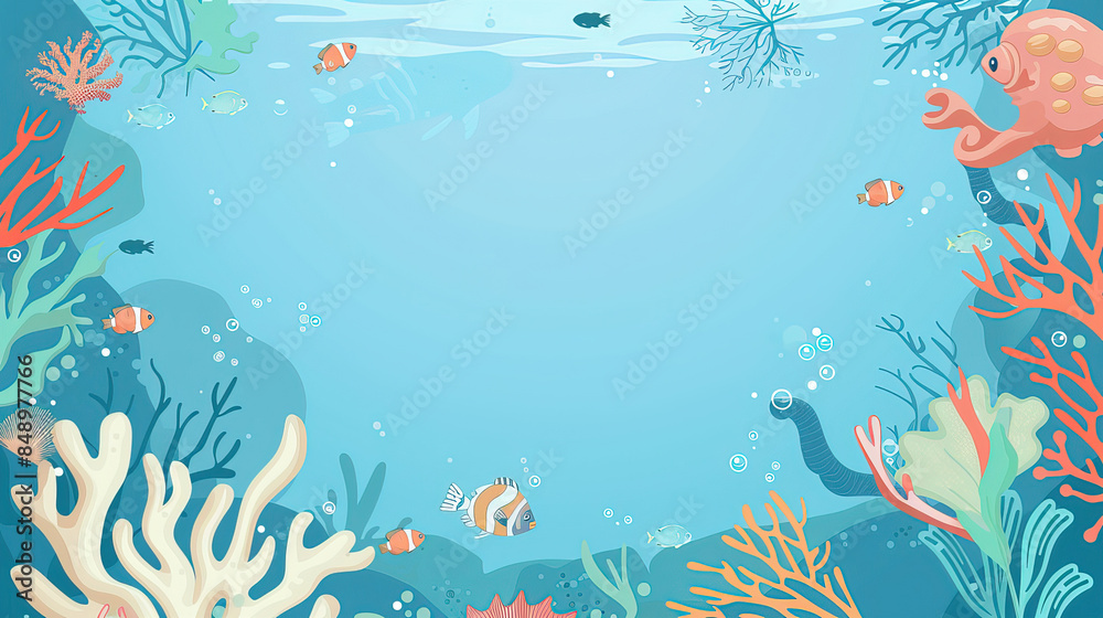 Ocean-Themed Border Frame for World Ocean Day Ocean-Themed Border Frame for World Ocean Day