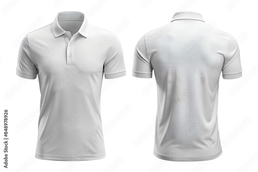 Front and back view of a blank polo shirt isolated on the transparent PNG background Front and back view of a blank polo shirt isolated on the transparent PNG background