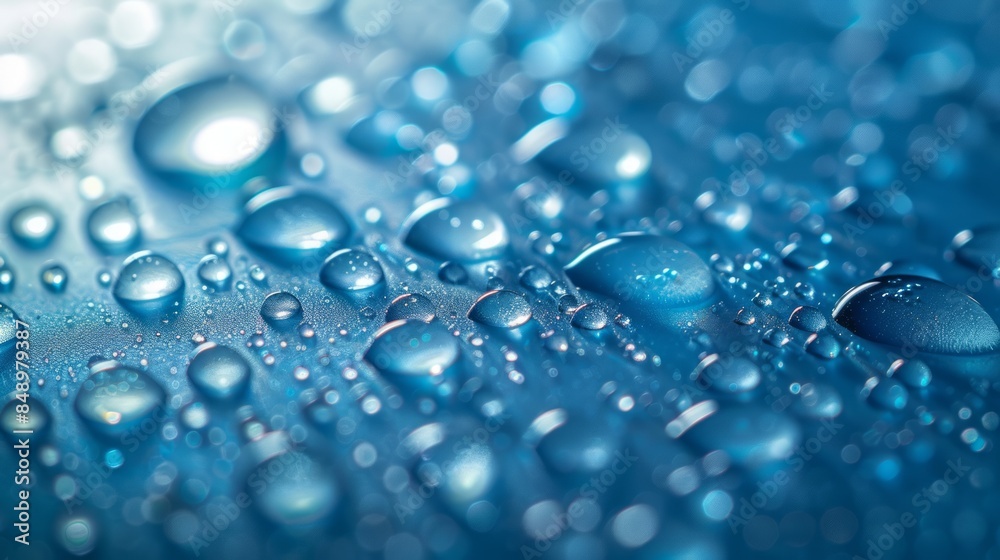 Close-up of Water Droplets on a Blue Surface Close-up of Water Droplets on a Blue Surface