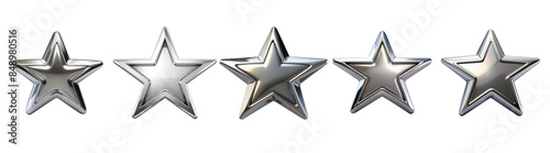 A Set of 3D Rendered Shiny Chrome Star Icons