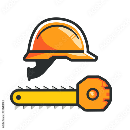 ector logo of chainsaw and hard hat