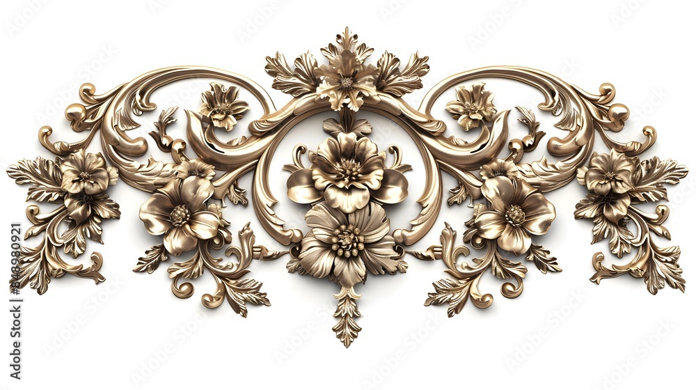 Ornate Gold Frame with Intricate Floral Patterns on White Background Isolated Ornate Gold Frame with Intricate Floral Patterns on White Background Isolated
