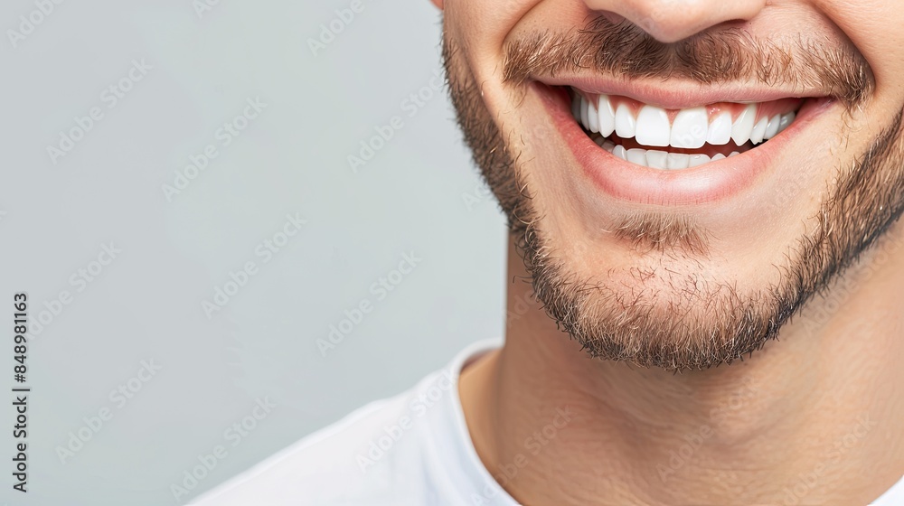 Brightly Smiling Man with Healthy Teeth Against a Clean Background - Perfect for Dental Promotions and Advertisements