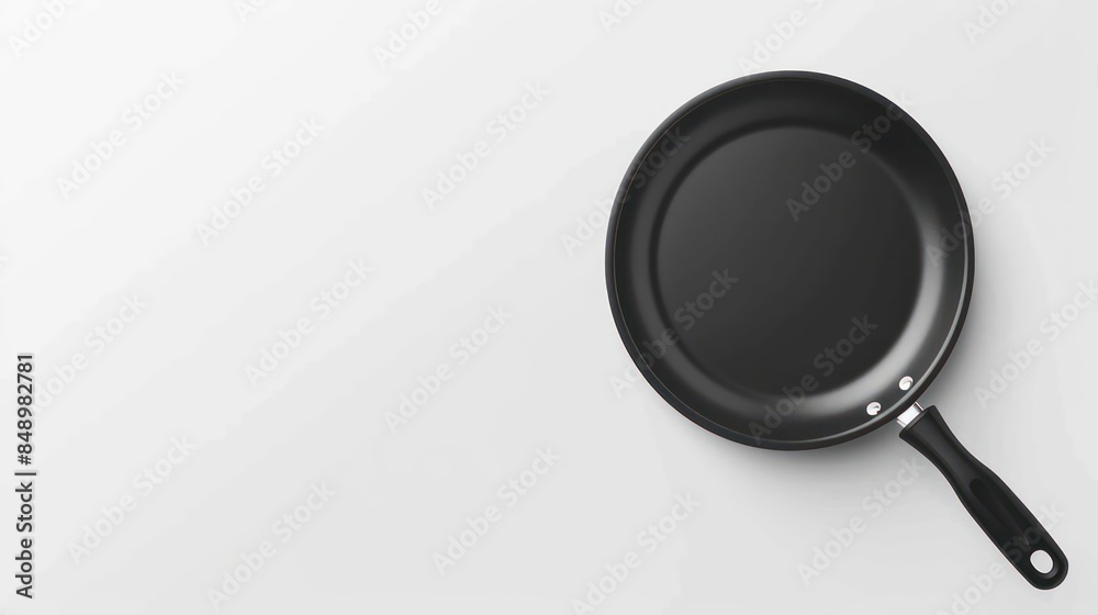 A nonstick frying pan with a comfortable grip and flat bottom isolated on a white background A nonstick frying pan with a comfortable grip and flat bottom isolated on a white background