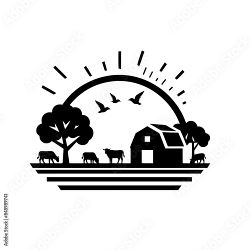 simple Farm logo white background vector
