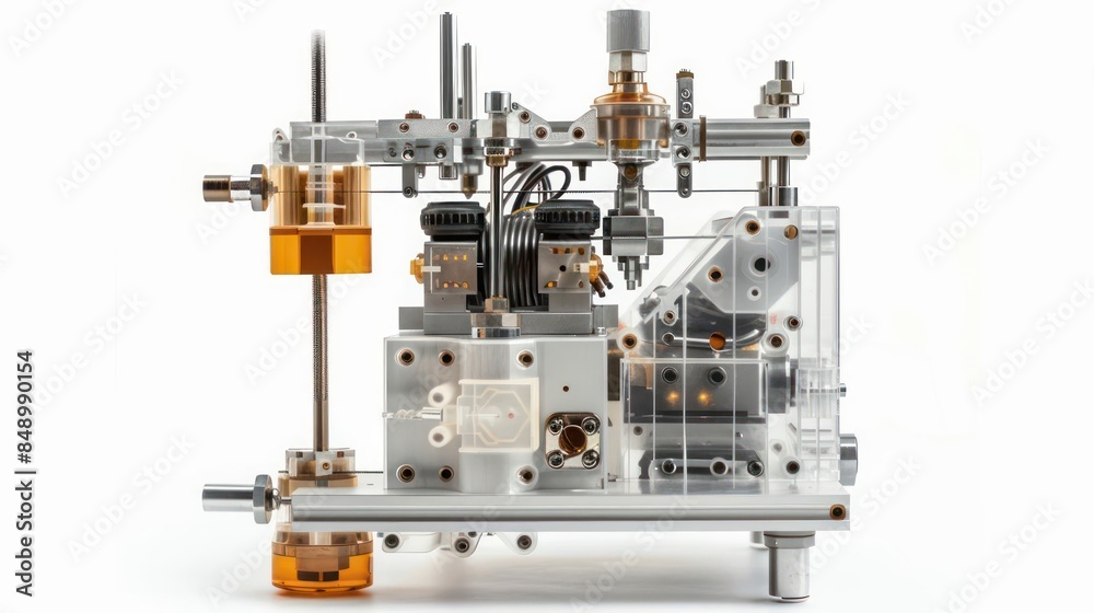 An extruder with a feed section and nozzle isolated on a white background An extruder with a feed section and nozzle isolated on a white background