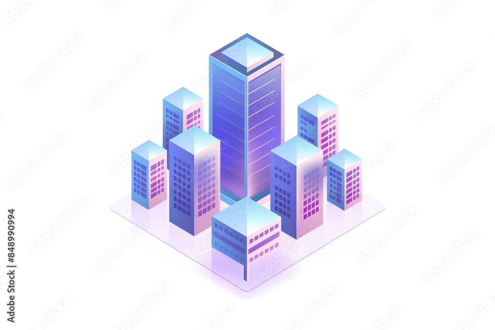Futuristic Icon Representing Real Estate Developer with UI and UX Design Elements on White Futuristic Icon Representing Real Estate Developer with UI and UX Design Elements on White